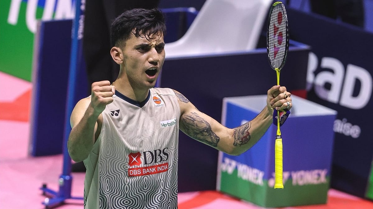 (Photo: X| BAI Media)  : Lakshya Sen in action at the French Open 2024 quarter-finals. 