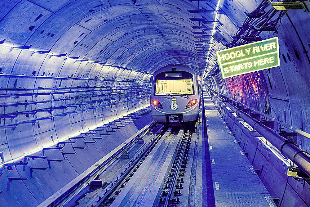| Photo: PTI : Commercial services of India's first underwater metro begins