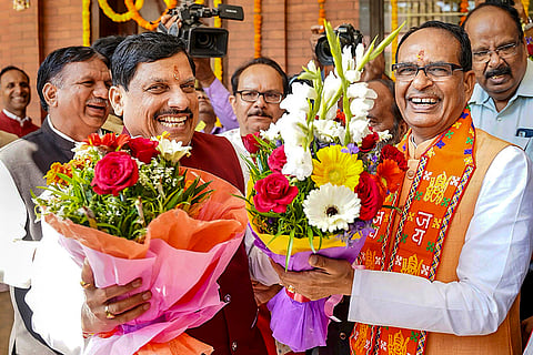 Mohan Yadav greets Shivraj Chouhan