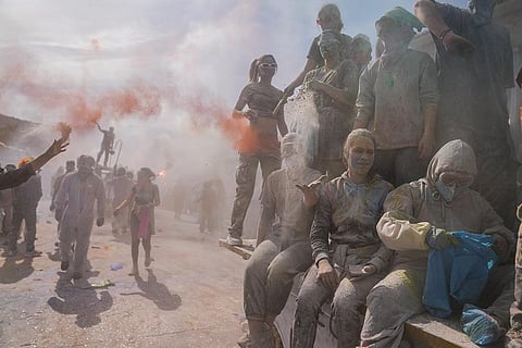 Colorful Flour Fight in Athens