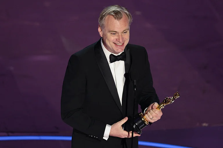 Christopher Nolan Winning The Oscar For ‘Oppenheimer’ - Instagram