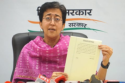 Atishi Singh addresses press