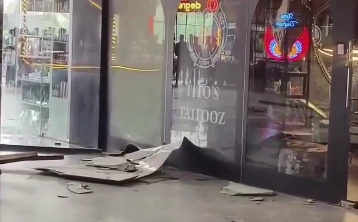 PTI : Iron grille falls on two men in a Noida mall.