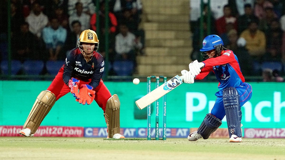 PTI Photo/Atul Yadav : Delhi Capitals batter Jemimah Rodrigues plays a shot during the Women's Premier League (WPL) 2024 cricket match between Delhi Capitals and Royal Challengers Bangalore at Arun Jaitley Stadium, in New Delhi, Sunday, March 10, 2024.