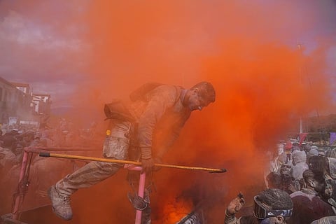 Colorful Flour Fight in Athens