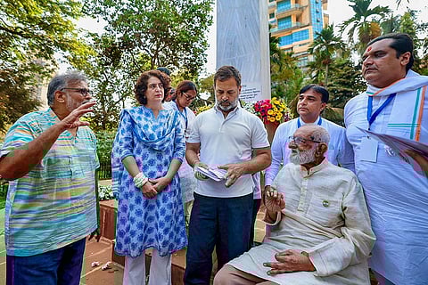 Rahul and Priyanka Gandhi at August Kranti Maidan