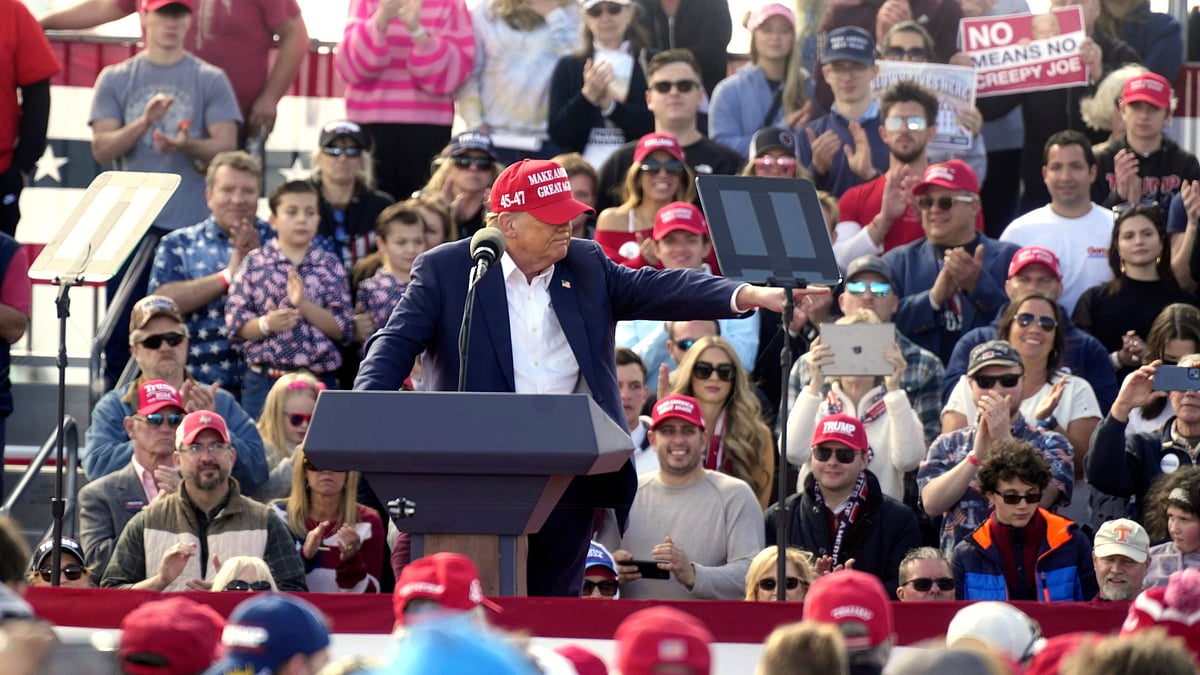 AP : Republican presidential candidate former President Donald Trump speaks at a Buckeye Values PAC rally on Saturday in Vandalia, Ohio. 