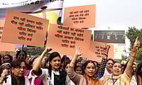 Getty Images : Women protesters in Delhi's Connaught Place demanding Women's Reservation Bill.