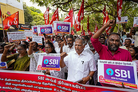 CPI(M) protest against SBI in Chennai
