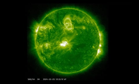A geomagnetic storm of a solar flare from the Sun on March 23, 2024