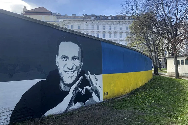 Large portraits of late Russian opposition leader Alexei Navalny | - AP