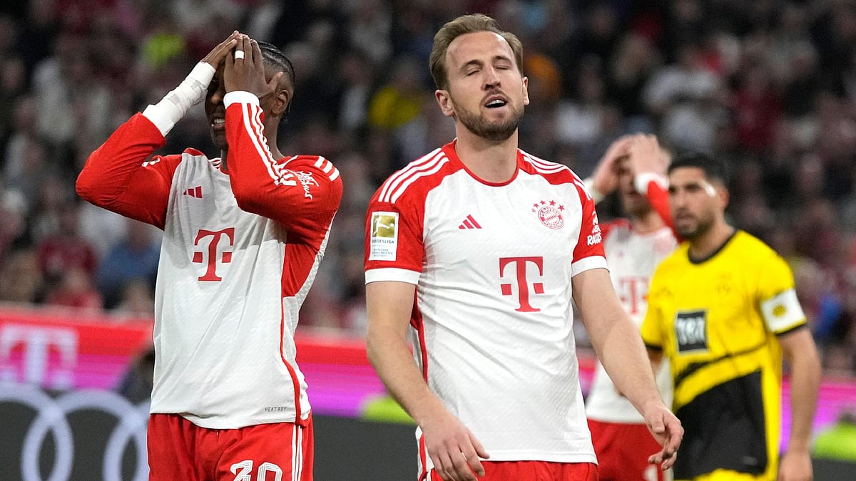 (Matthias Schrader/AP)
 : Harry Kane, centre, was wasteful in Bayern Munich’s defeat.