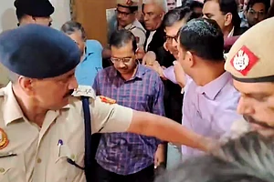 PTI : Delhi Chief Minister Arvind Kejriwal comes out of the Rouse Avenue Court after appearing in the Enforcement Directorate summons case, in New Delhi, Saturday, March 16, 2024.