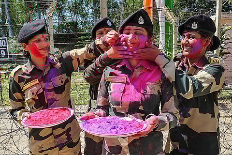 BSF personnel celebrate Holi