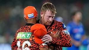 BCCI/IPL : Heinrich Klaasen (right) smashed a 34-ball 80 for Sunrisers Hyderabad in their previous Indian Premier League 2024 game against Mumbai Indians.
