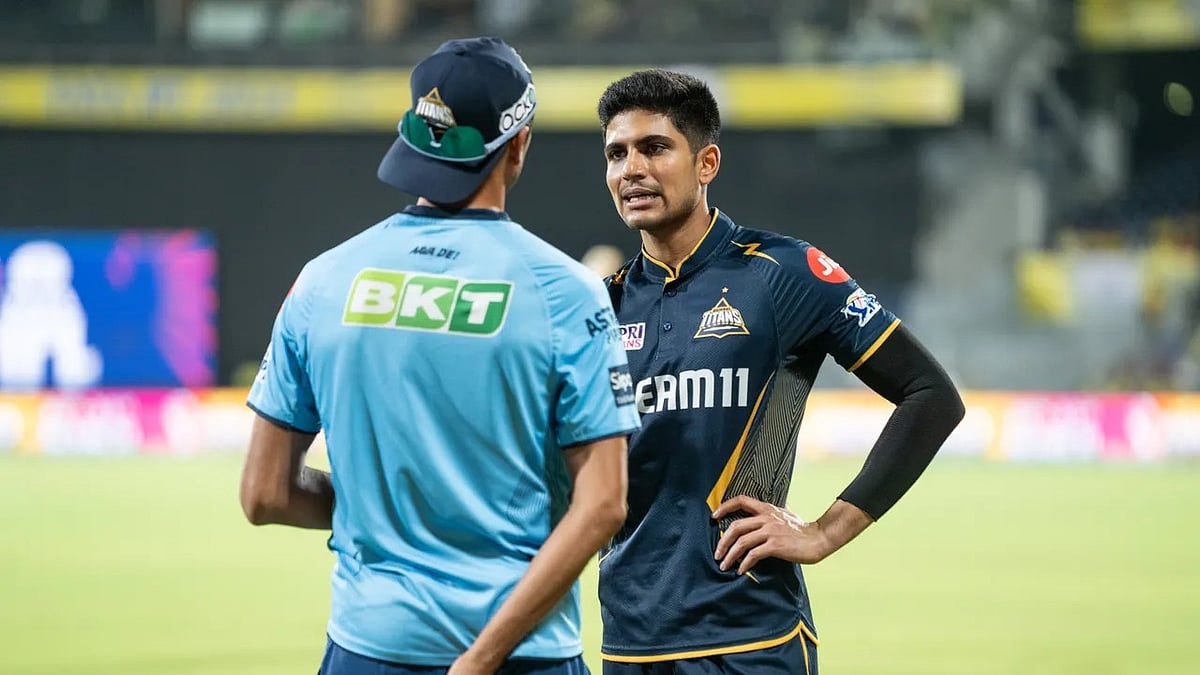 Gujarat Titans captain Shubman Gill in conversation with Ashish Nehra during their Indian Premier League 2024 match against Chennai Super Kings at the MA Chidambaram Stadium. - BCCI
