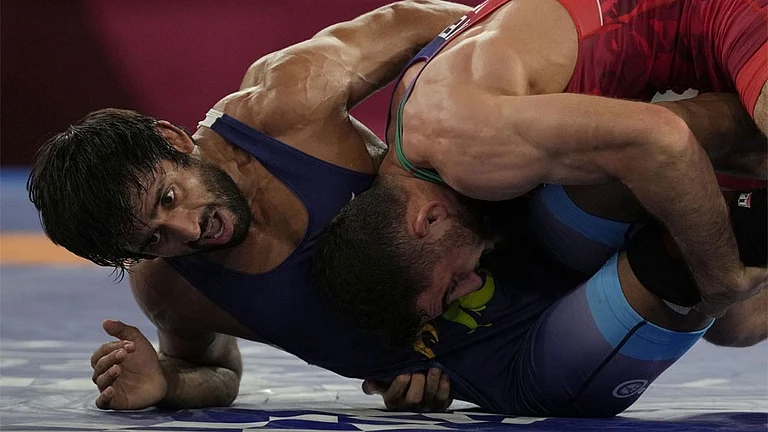 Vinesh Phogat, Sakshi Malik and Bajrang Punia (in pic), along with others were booked. - File