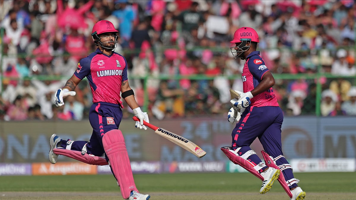 Rajasthan Royals captain Sanju Samson, right, and Riyan Parag