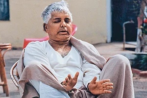 Photo: T. Narayan : A Natural: Lalu Prasad Yadav 
at his residence