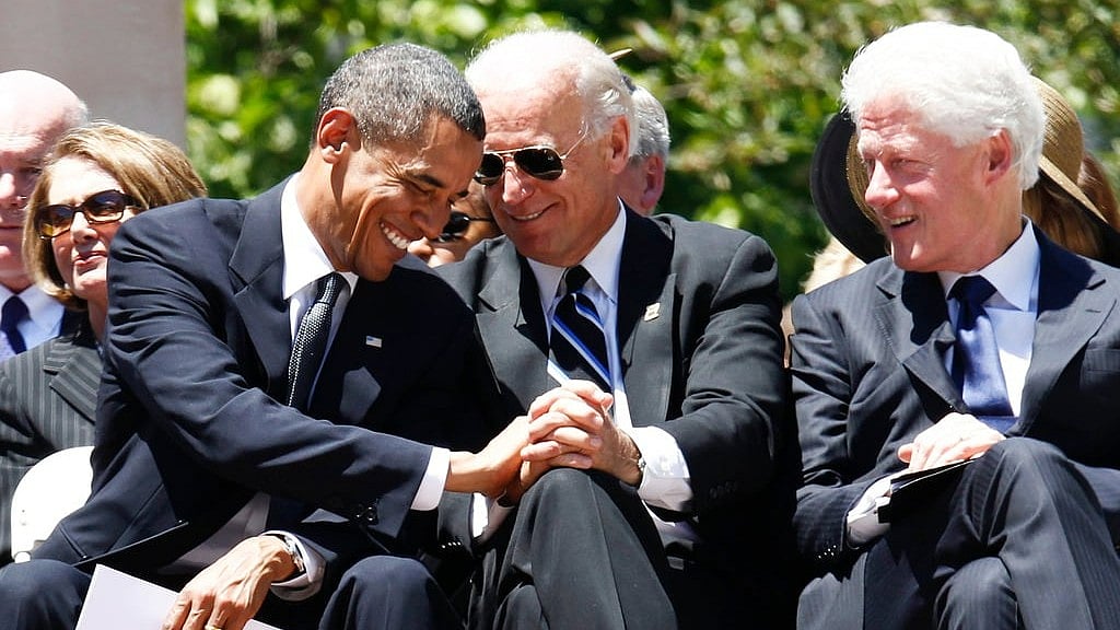 AP : Former President Barack Obama, President Joe Biden, and former President Bill Clinton attend at a memorial service for Sen. Robert Byrd, July 2, 2010, at the Capitol in Charleston, W.Va. (FILE)