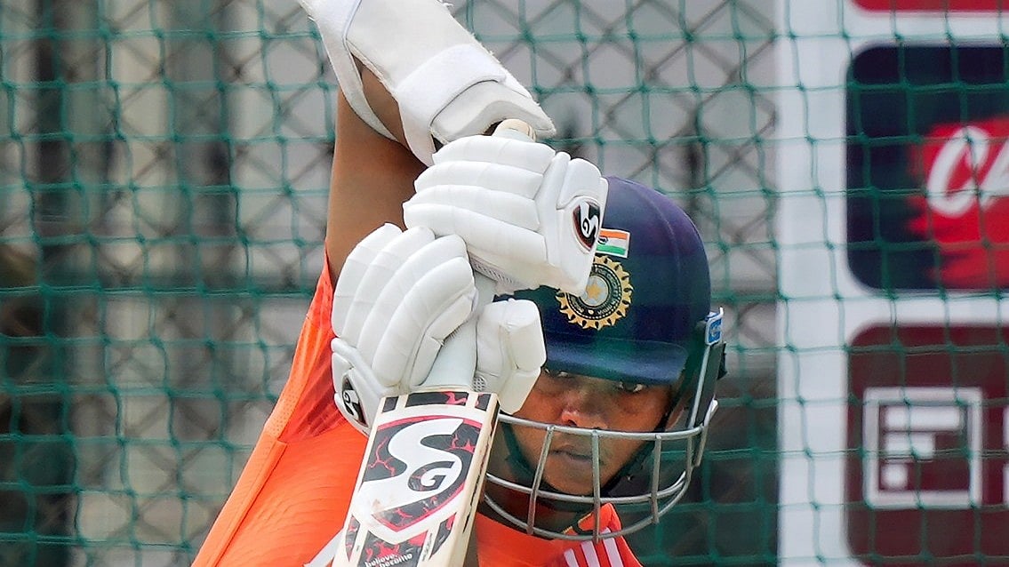 PTI : File photo of Yashasvi Jaiswal batting in a training session ahead of the fifth Test match between India and England in Dharamsala.