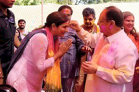 Holi celebrations at JP Nadda's residence