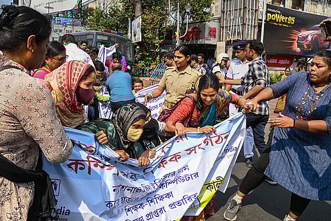 Teachers protest in Kolkata