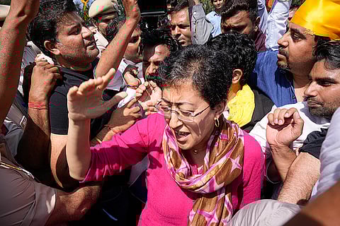 AAP protest at Shaheedi Park in Delhi