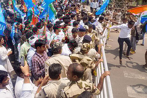 NSUI protest in Bhubaneswar