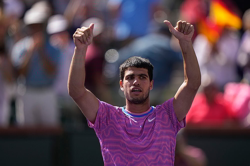 | Photo: AP/Mark J. Terrill : Indian Wells Tennis: Carlos Alcaraz vs Fabian Marozsan