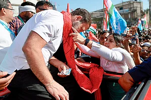 | Photo: PTI : Bharat Jodo Nyay Yatra in Gujarat