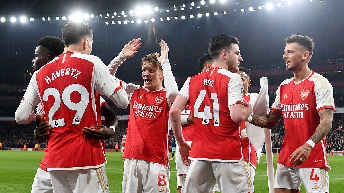Arsenal celebrates 2-1 won over Brentford at the English Premier League 2023-24 on March 9, Saturday.  - (Photo: X|Arsenal)