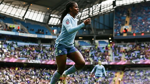 Khadija Shaw scored twice as Manchester City thumped Liverpool 4-1.