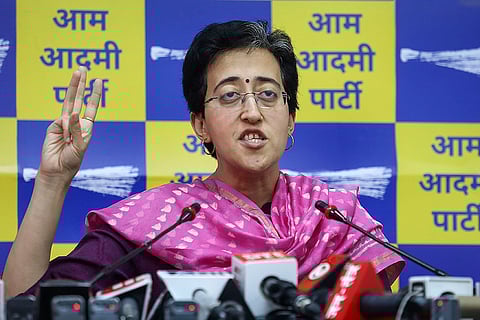 Atishi Singh addresses press
