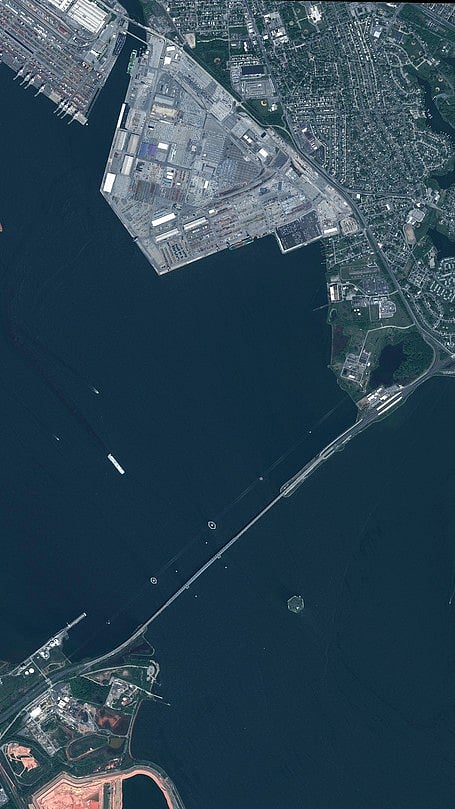 Satellite image of Francis Scott Key Bridge