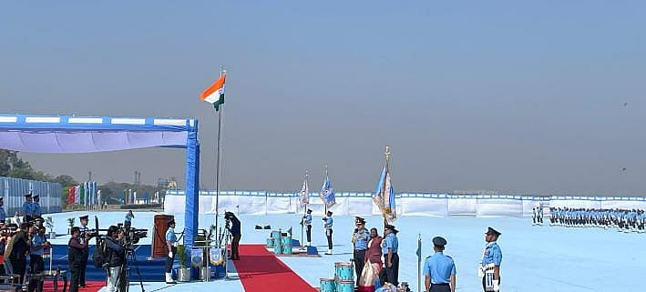 PTI : President Murmu presenting the Standard and Colours to Indian Air Force Units