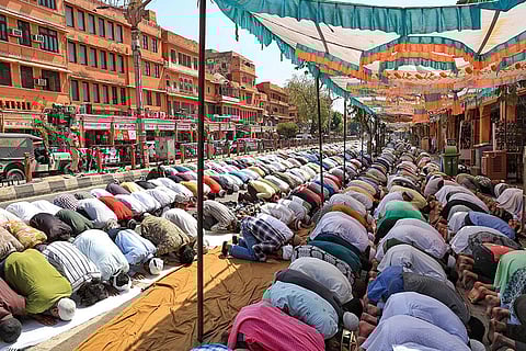 Devotees offer namaz during Ramzan in Jaipur