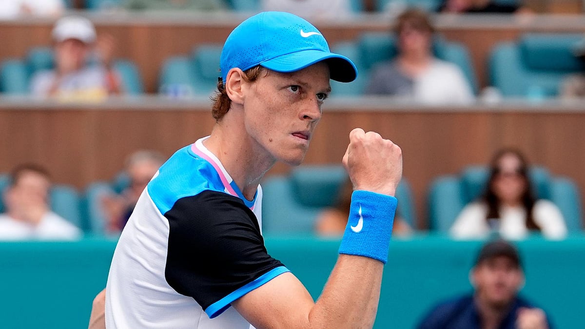 Lynne Sladky/AP : Jannik Sinner raced to victory against Daniil Medvedev at the Miami Open 2024 semi-finals.