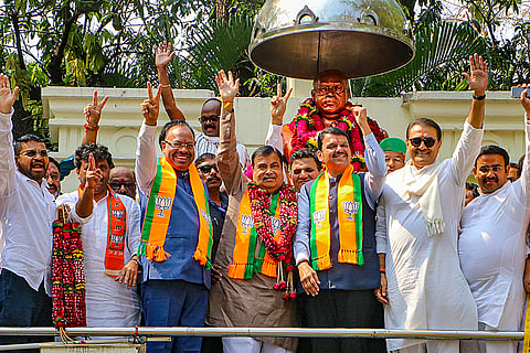 Ntin Gadkari at his nomination filing rally