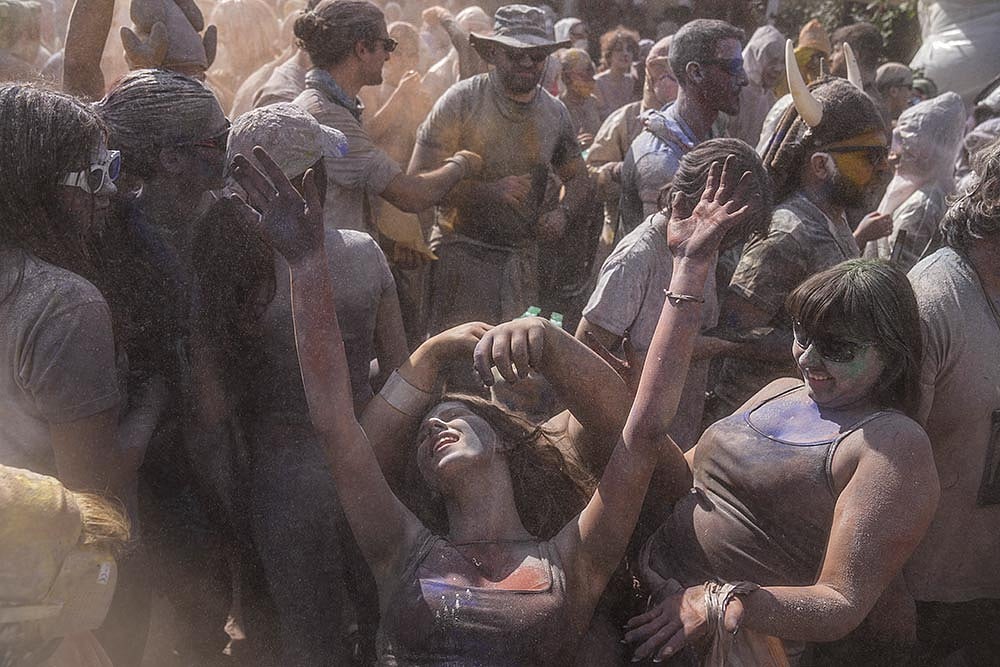 Photo: AP/Petros Giannakouris : Colorful Flour Fight in Athens