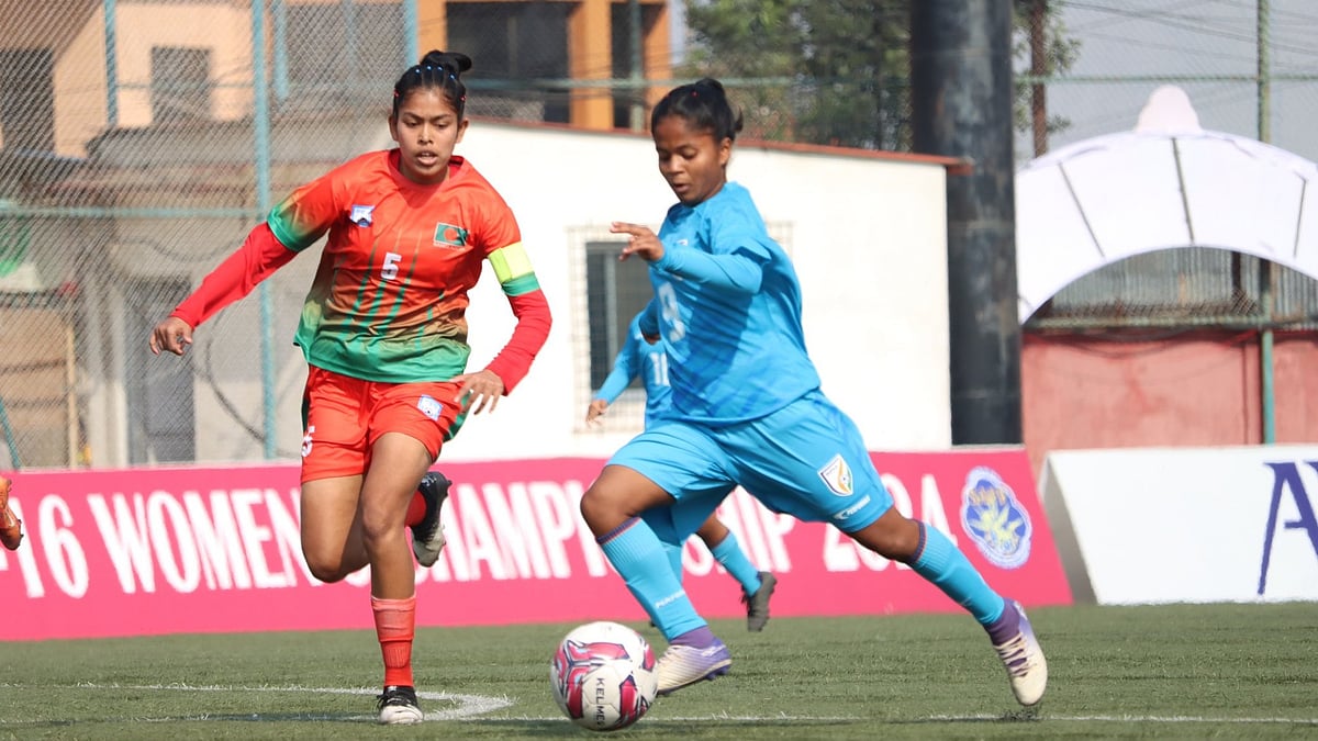 Photo: X/ @IndianFootball : India went down against Bangladesh in the SAFF U16 Women's Championships 2024 in Kathmandu.