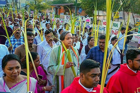 Palm Sunday: Shashi Tharoor during procession