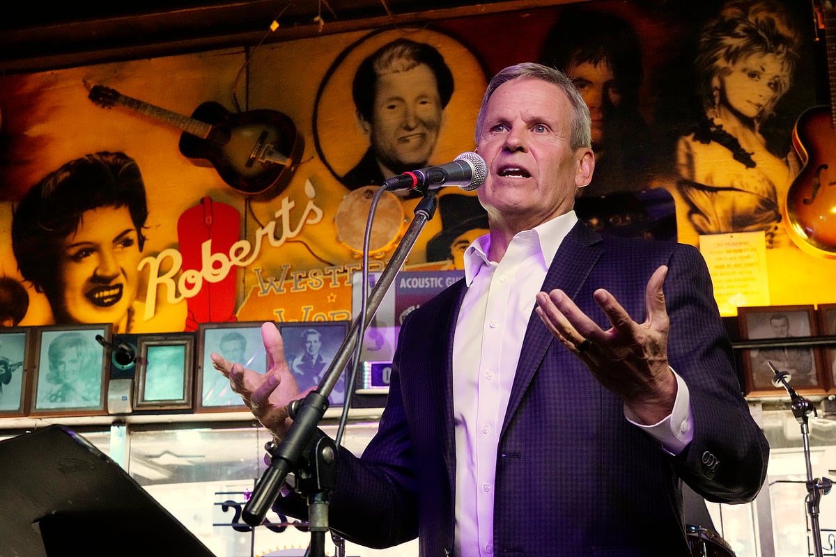 Gov. Bill Lee speaks before signing a bill Thursday, March 21, 2024, in Nashville, Tenn. The legislation is designed to protect songwriters, performers and other music industry professionals against the potential dangers of artificial intelligence.  - AP