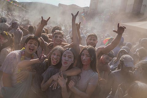Colorful Flour Fight in Athens