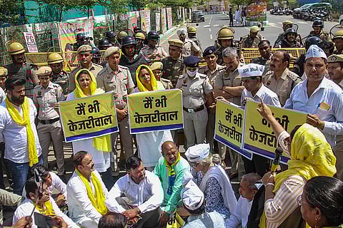 AAP protest in Gurugram