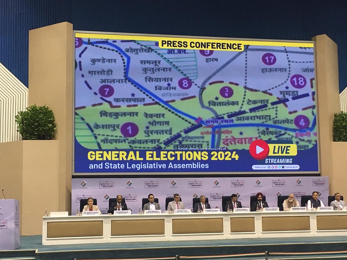 Outlook/Tribhuvan Tiwari : Election Commission of India holds press conference to declare Lok Sabha election dates and for state assemblies.