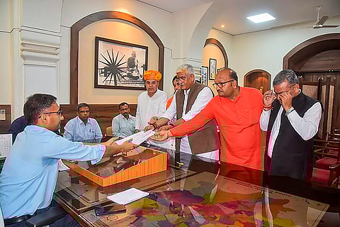 Gajendra Singh Shekhawat files nomination for LS