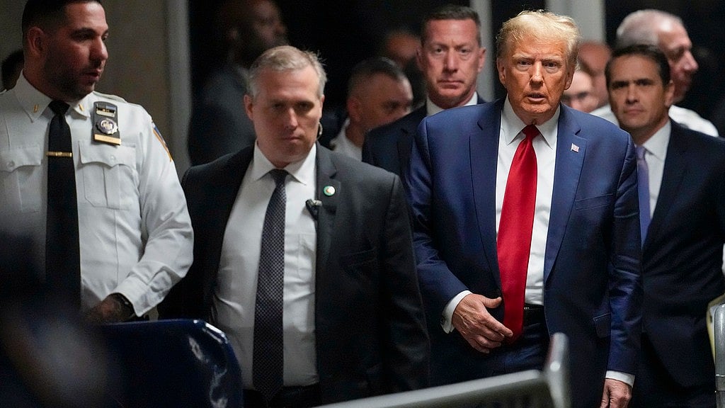 AP : Former President Donald Trump leaves Manhattan criminal court, Feb. 15, 2024, in New York. 