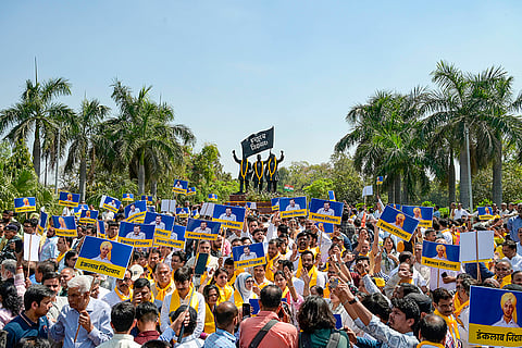 AAP protest at Shaheedi Park in Delhi