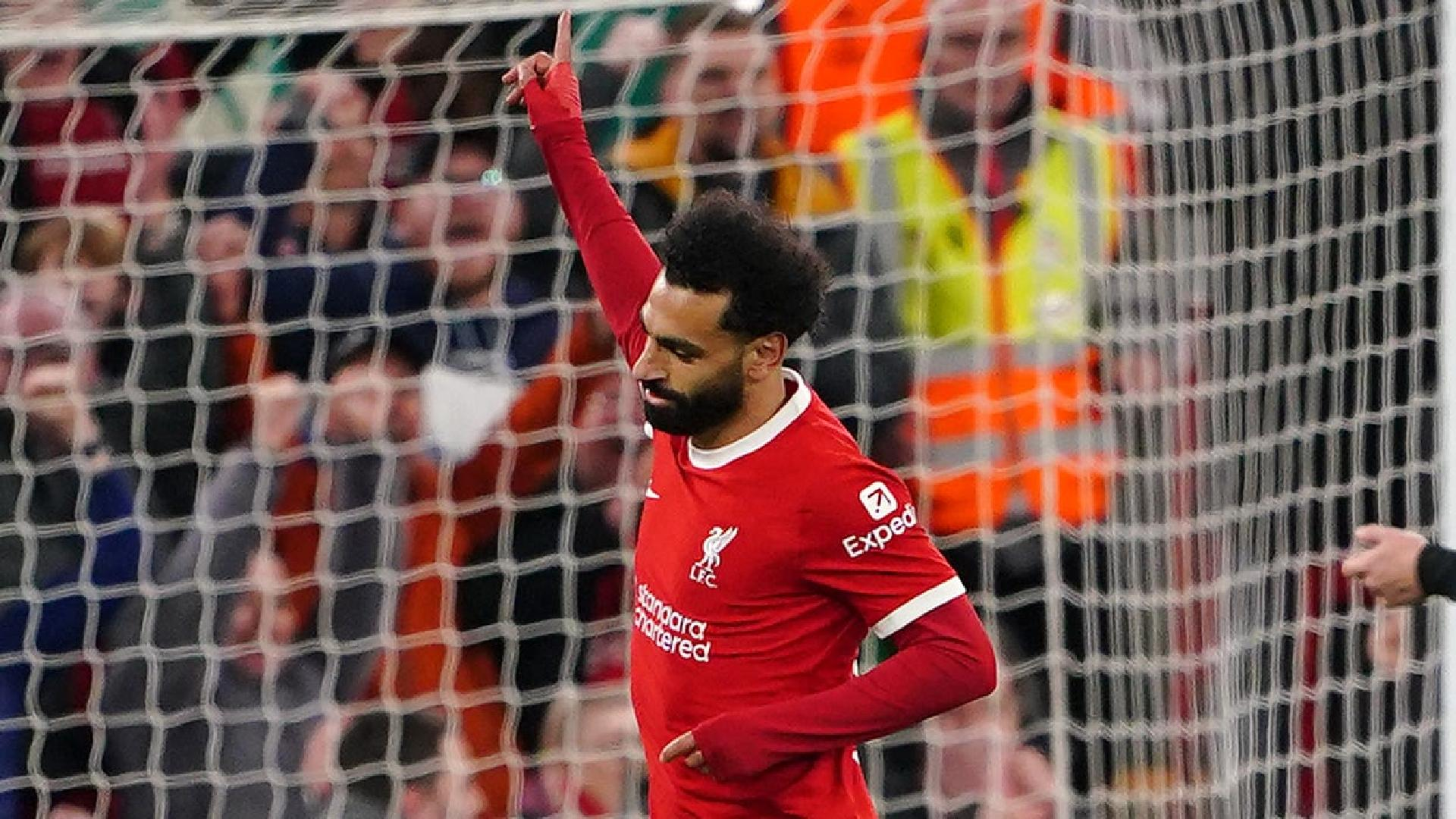 Mohamed Salah scored Liverpool’s third goal night for his 20th of the campaign. - Peter Byrne/PA